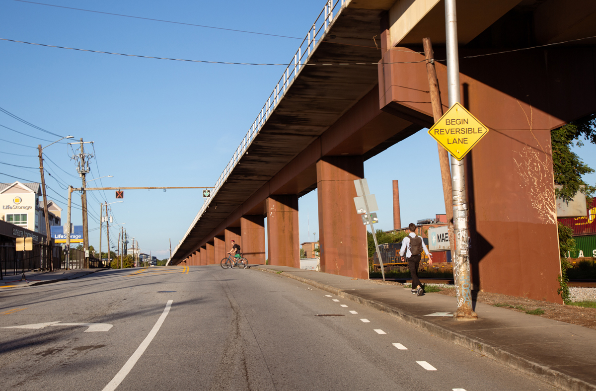 A stretch of DeKalb Avenue next to the MARTA tracks